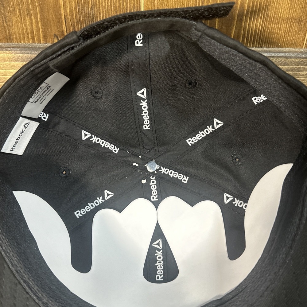 NWT Reebok Logo Hat Black Sport Baseball Cap One Size Most fit Strap Modern - Picture 11 of 12